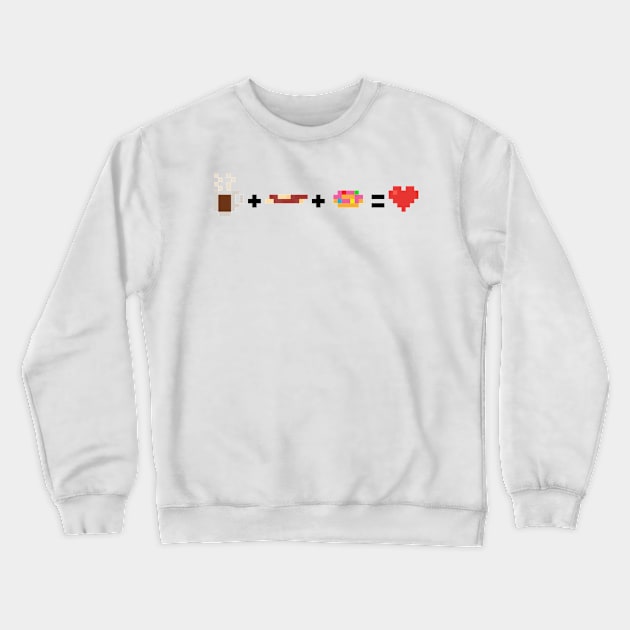 Morning Ritual Pixel Coffee Bacon Donut Love Crewneck Sweatshirt by gkillerb